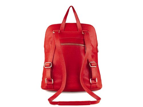 Favara (red) - Slim, sleek, leather backpack