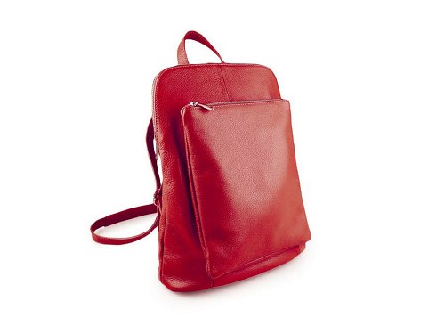 Favara (red) - Slim, sleek, leather backpack