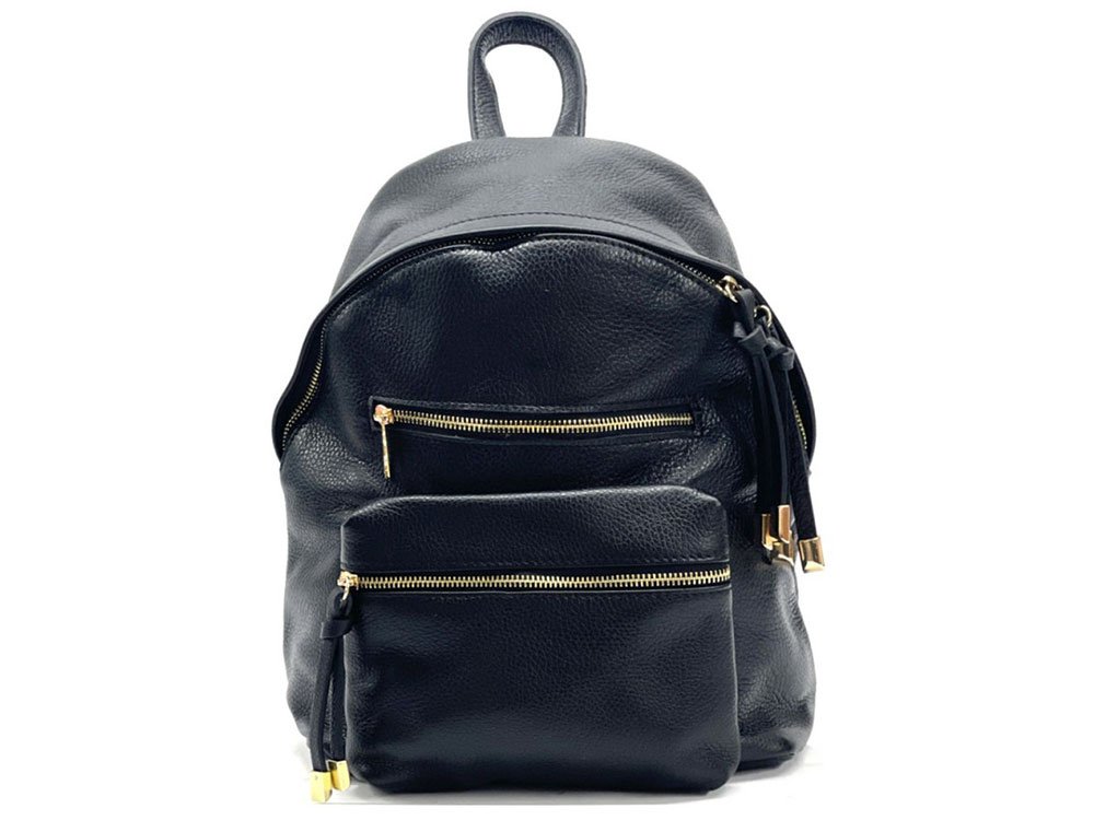 Luson (black) - Roomy, soft leather backpack