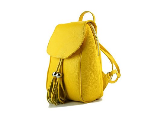 Taranto (yellow) - Small, light, Italian leather backpack