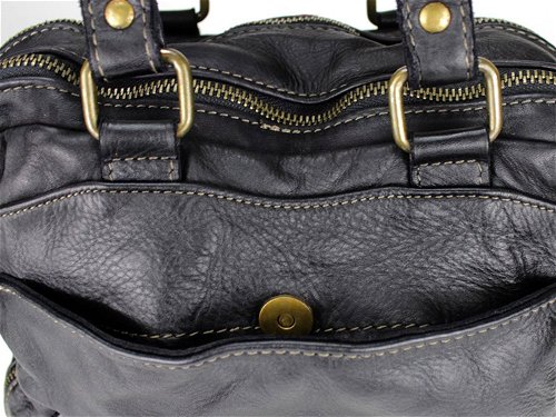 Castana (black) - Vintage style leather backpack
