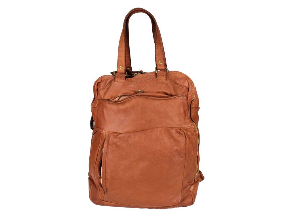 Castana (tan) - Vintage style leather backpack