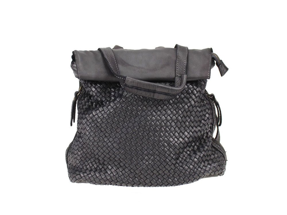 Pretty, woven leather backpack