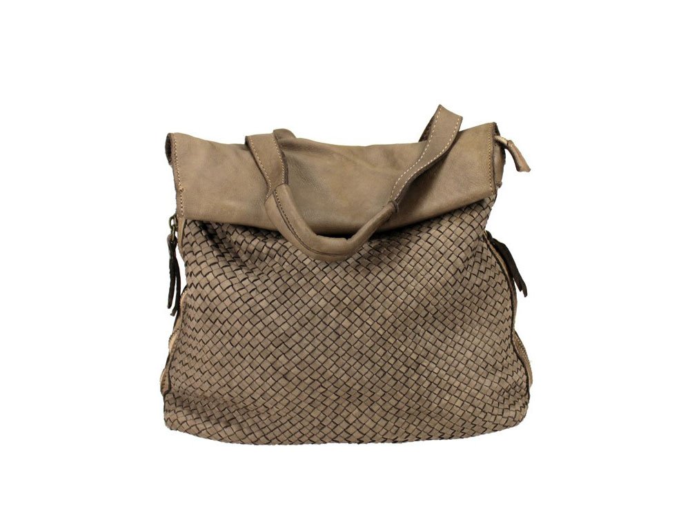 Pretty, woven leather backpack