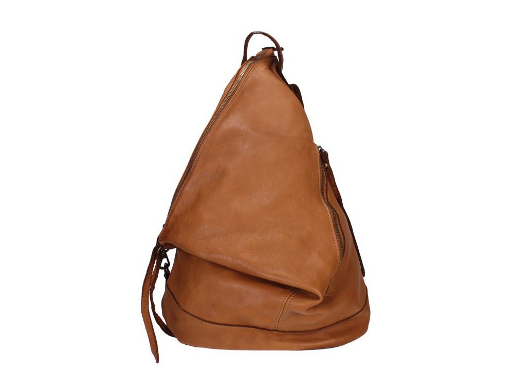 Nemoli (tan) - Fashionable, stylish, leather backpack