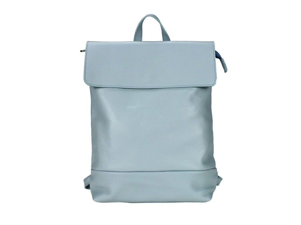 Rosate (celeste) - Plain, simple, leather backpack