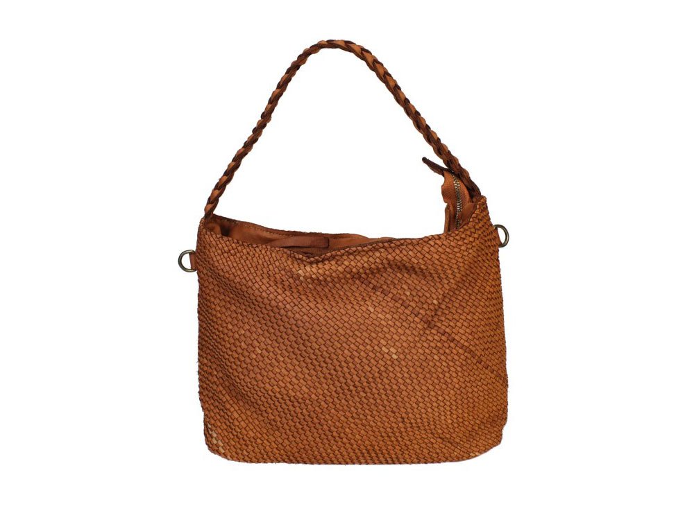 Medium, soft woven leather bag