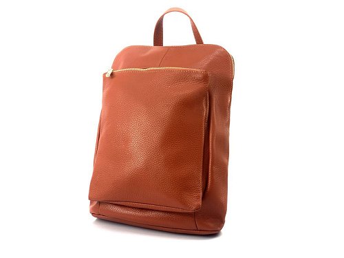 Favara (deep orange) - Slim, sleek, leather backpack