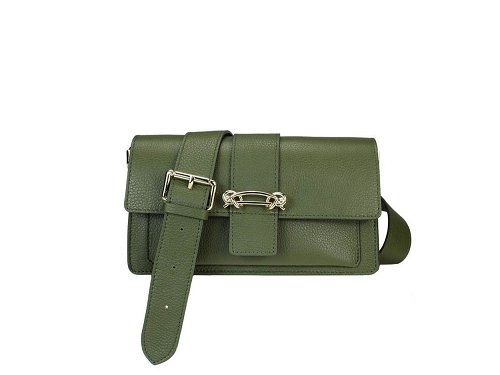 Elva (olive) - Sleek, slim, classic style shoulder bag