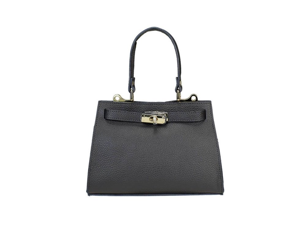 Ivrea (dark grey) - Smart, classic Italian leather handbag