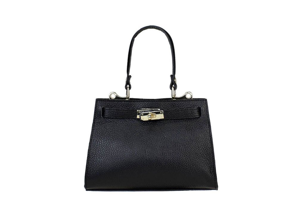 Ivrea (black) - Smart, classic Italian leather handbag
