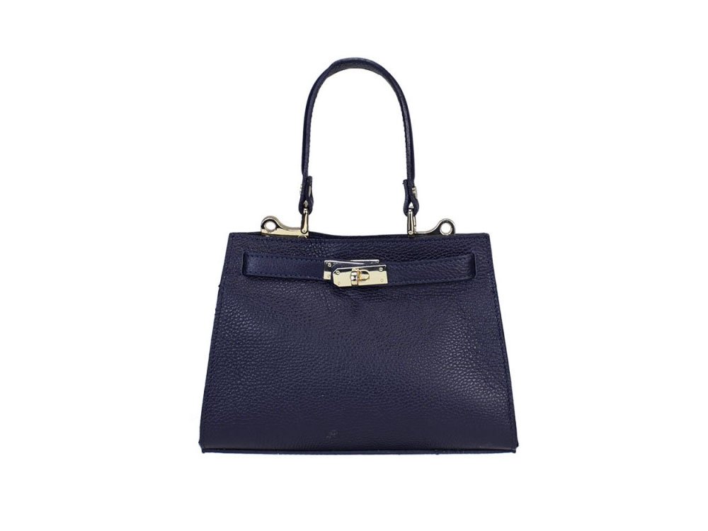 Ivrea (navy blue) - Smart, classic Italian leather handbag