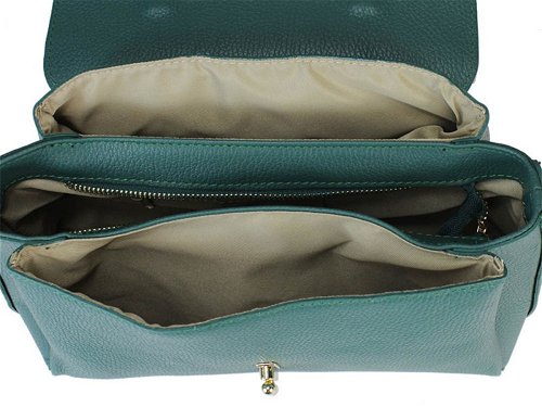 Lamon (peacock) - Small, unusual shaped, soft leather handbag