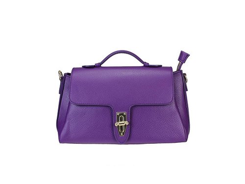 Lamon (violet) - Small, unusual shaped, soft leather handbag
