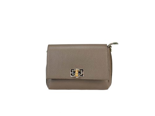 Lesa (taupe) - Small, compact, useful shoulder bag with 3 compartments
