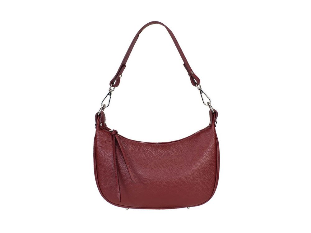 Luson (bordeaux) - Crescent shaped leather handbag