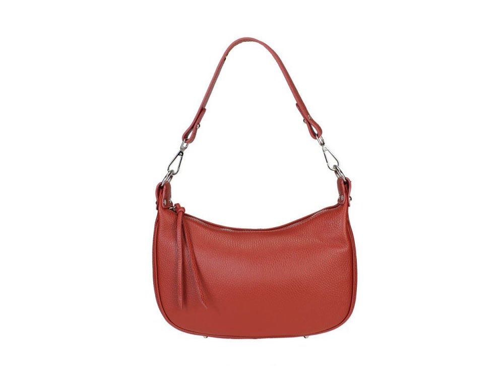 Luson (burnt orange) - Crescent shaped leather handbag