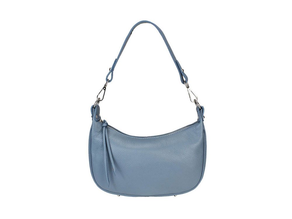 Luson (azzurro) - Crescent shaped leather handbag