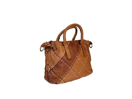 Savona (tan) - Quilted effect leather handbag