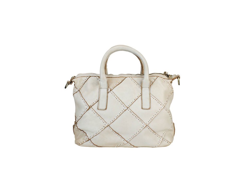 Savona (cream) - Quilted effect leather handbag