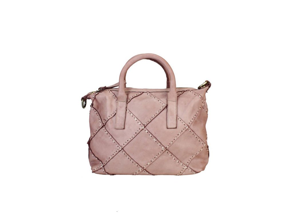 Savona (rosewood) - Quilted effect leather handbag
