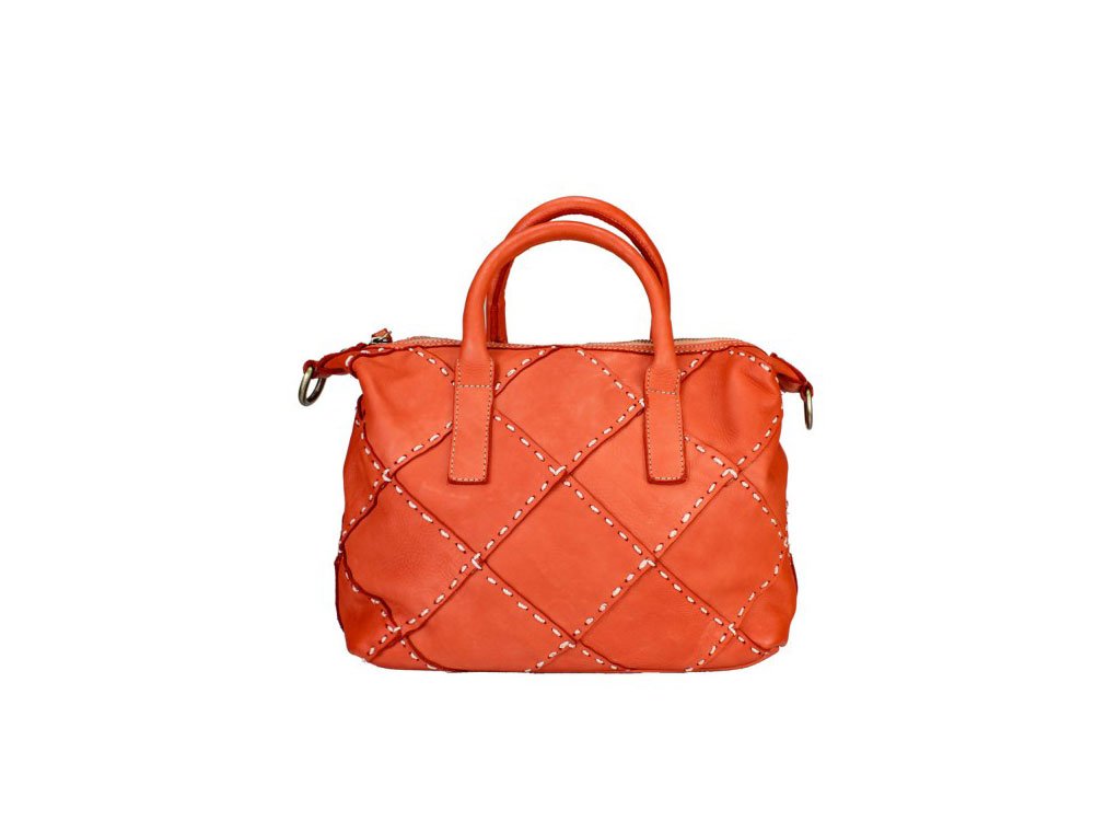 Savona (saffron) - Quilted effect leather handbag