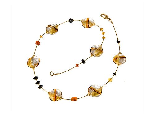 Orione Necklace - Murano beads with cosmic pattern