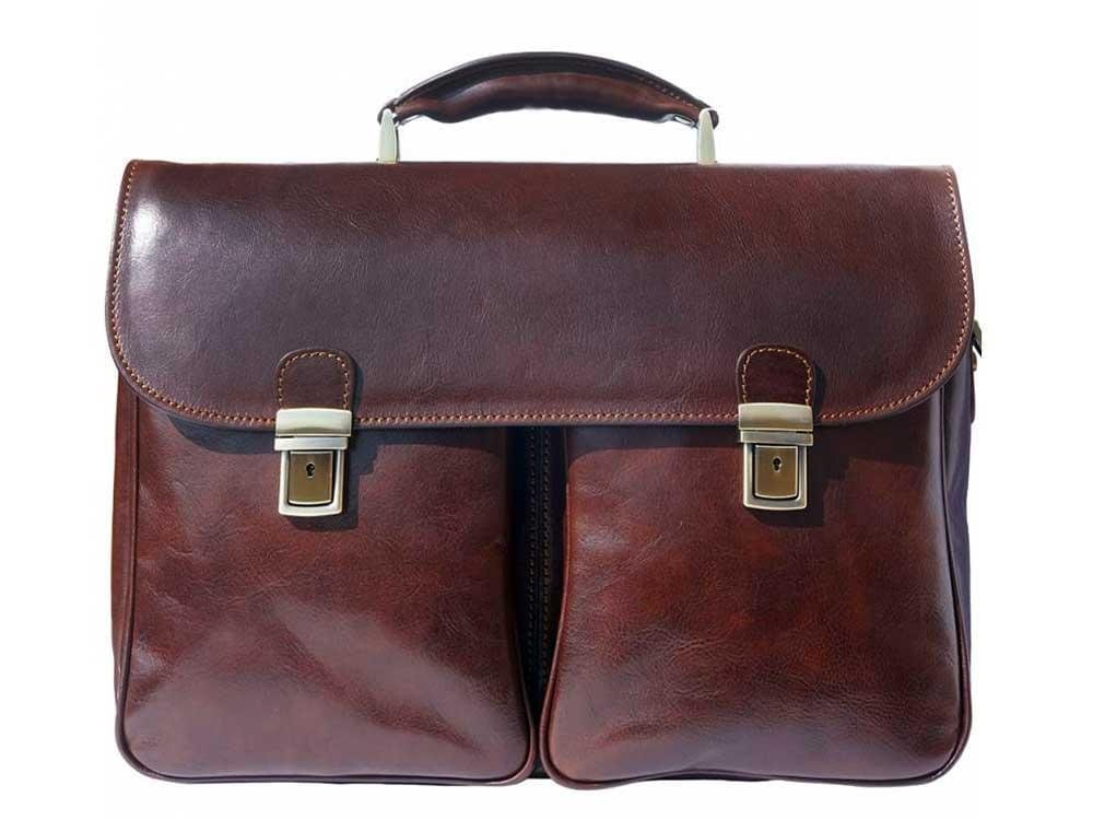 Monfalcone (dark brown) - Traditional calf leather briefcase