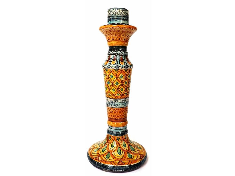 Fusione Classico - Colourful, intricate ceramic candlestick