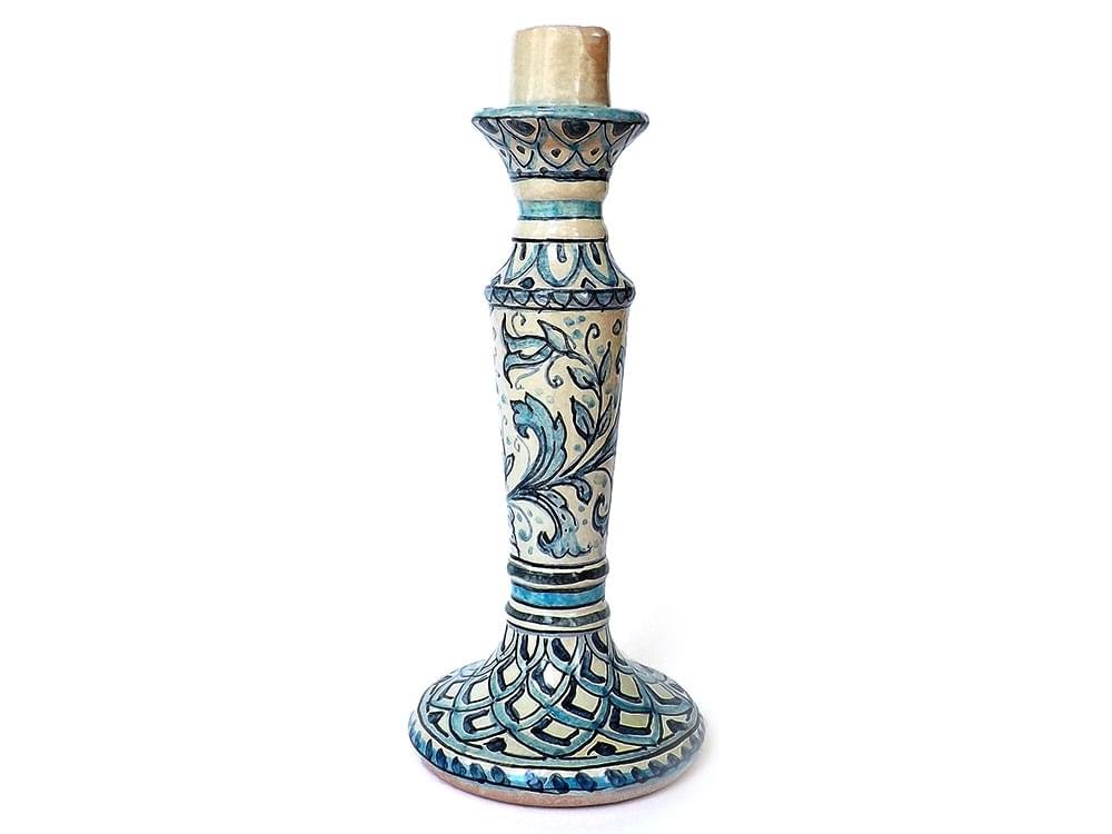 Blue and white ceramic candlestick
