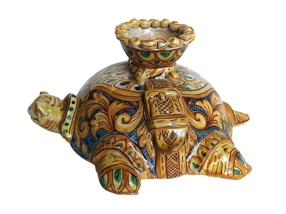 Painted Turtle - Handmade, ceramic candle holder