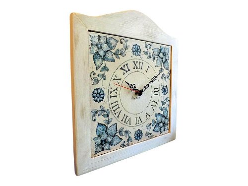 Blue Flower Clock - Ceramic and Wooden clock from Sicily