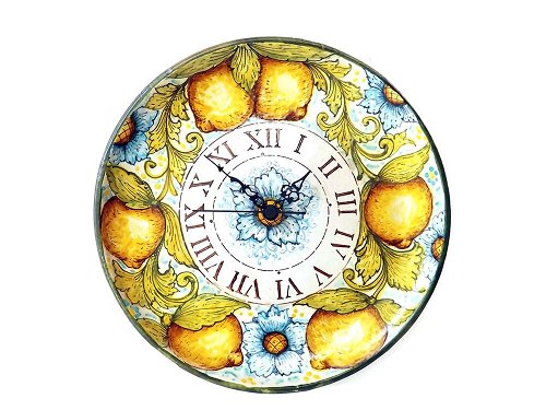 Lemon Plate Clock - Ceramic plate wall clock from Sicily