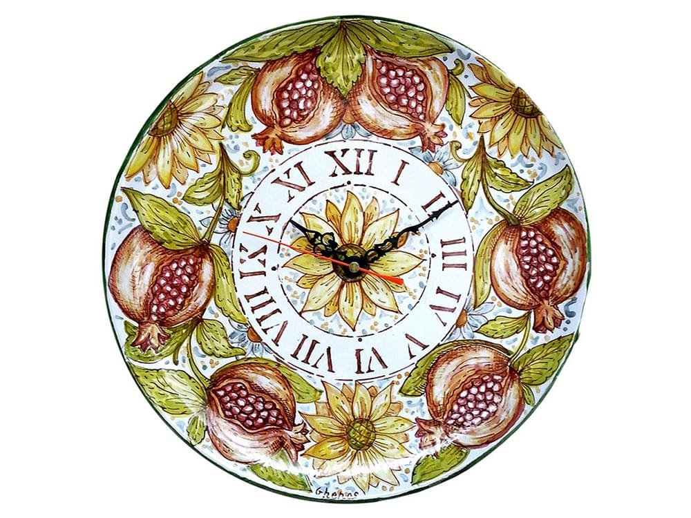 Ceramic plate wall clock from Sicily