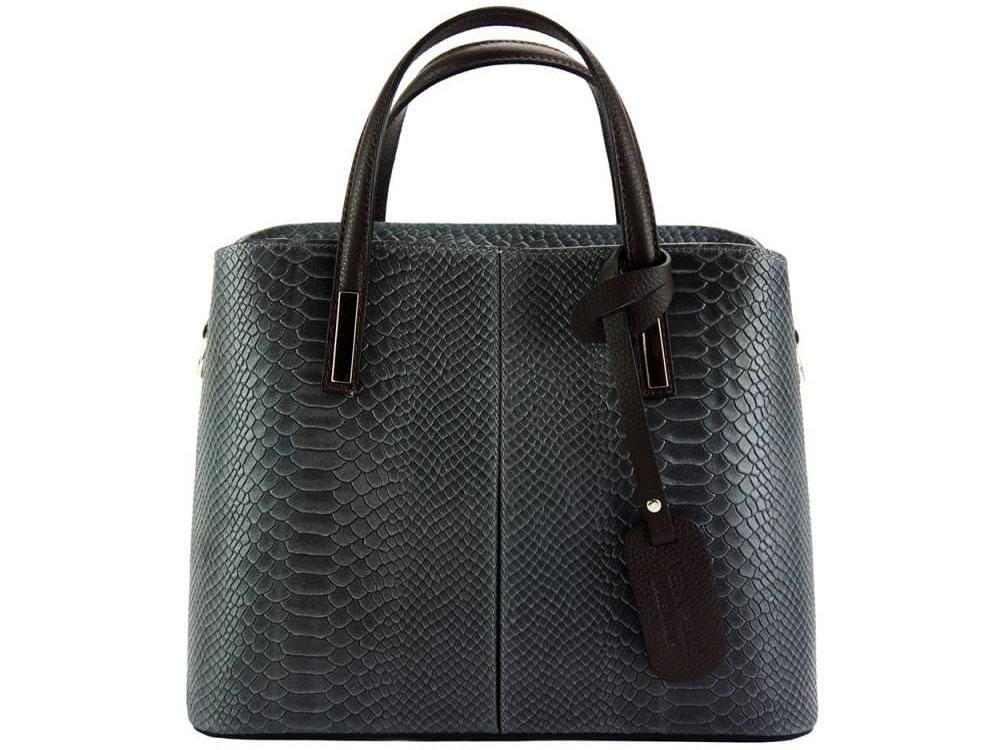 Reptile print calfskin leather handbag