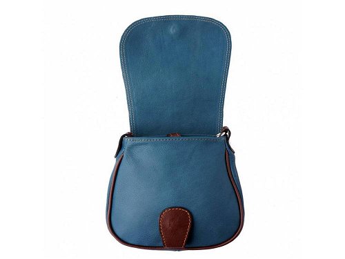 Lodi (dark cyan/brown) - Soft, versatile leather cross-body bag with long strap