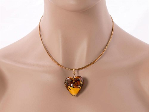 Cheetah Heart - Murano Glass heart on multi-strand cord
