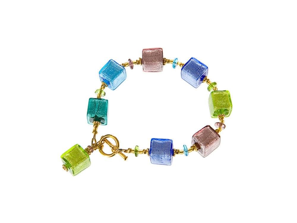 Fiorella Bracelet - String of Murano glass cubes