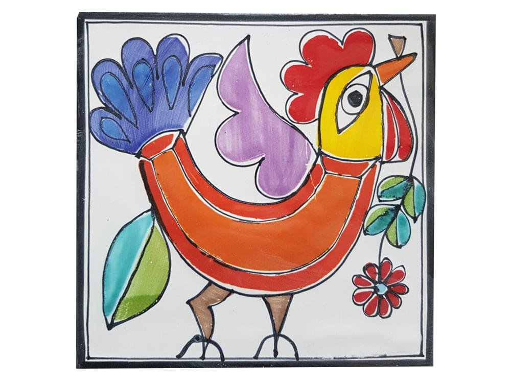 Cockerel - Large - Handmade, traditional ceramic tile from Sicily