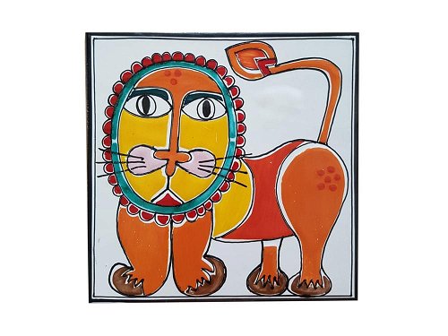 Lion - Small - Handmade, traditional ceramic tile from Sicily