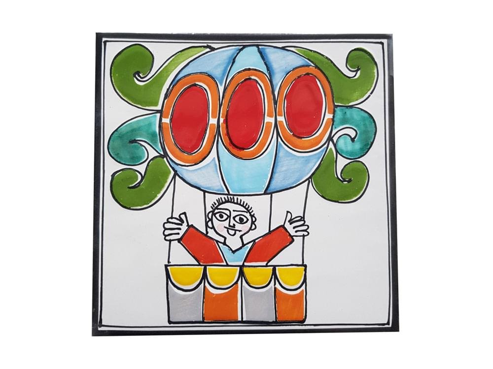 Hot Air Balloon - Small - Handmade, traditional ceramic tile from Sicily