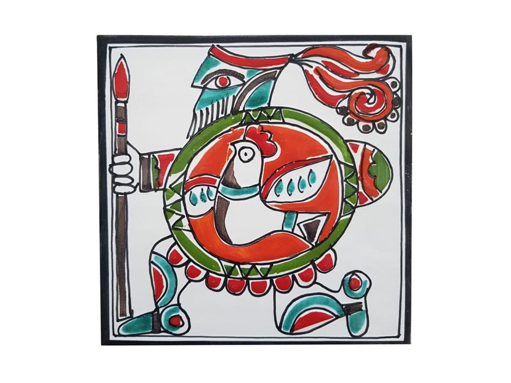 Warrior - Small - Handmade, traditional ceramic tile from Sicily
