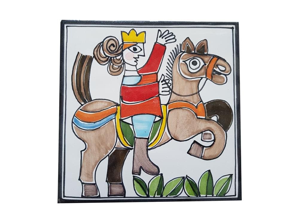 Cavalier - Small - Handmade, traditional ceramic tile from Sicily