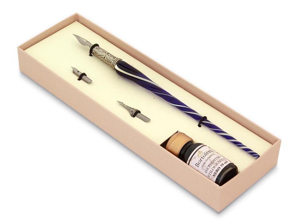 Entwined Murano glass pen set