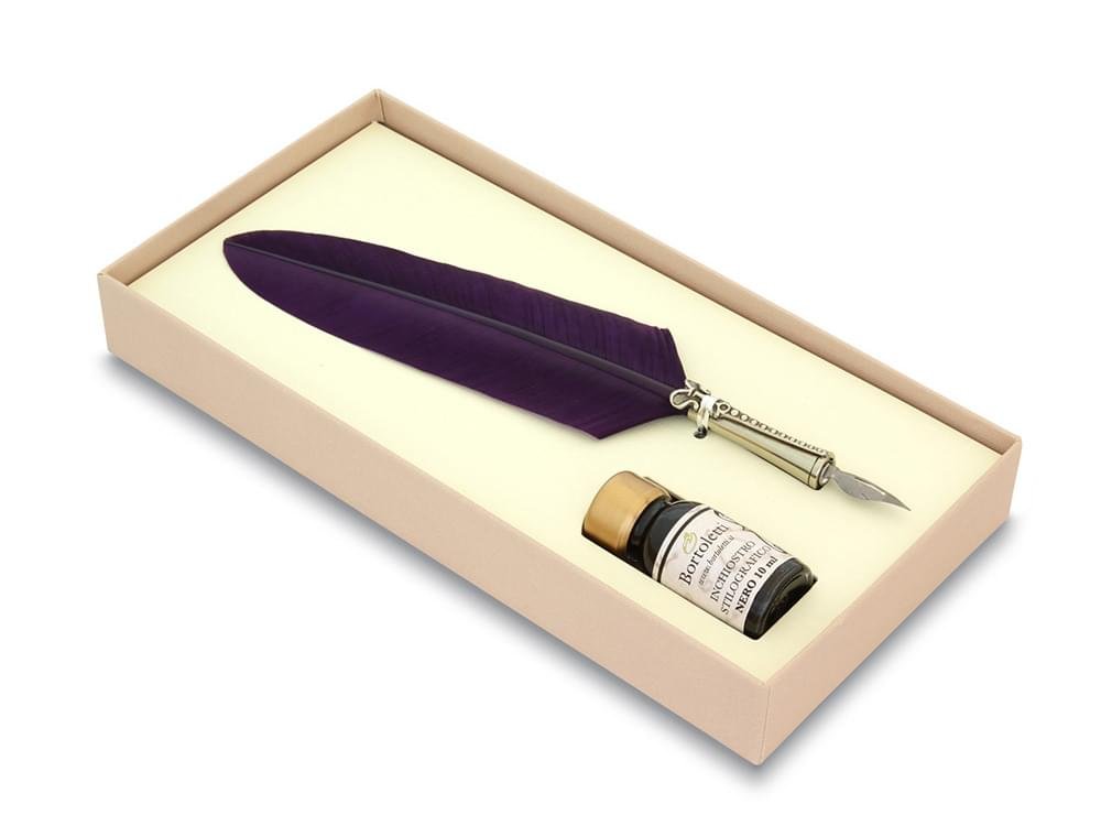 Quill Pen (purple) - Elegant bronze calligraphy quill