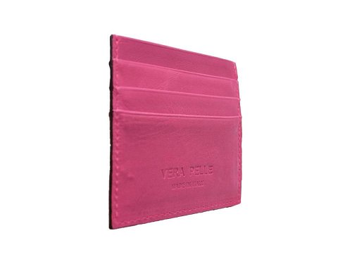 Card Holder (shocking pink) - Italian leather card and cash holder