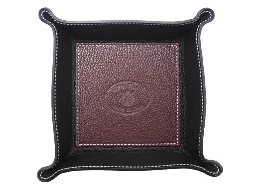 Square desk tray (chianti) - Leather tray for small objects