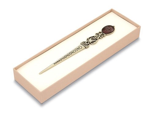 Cameo letter opener (amethyst) - Decorative bronze with Murano glass paste cameo
