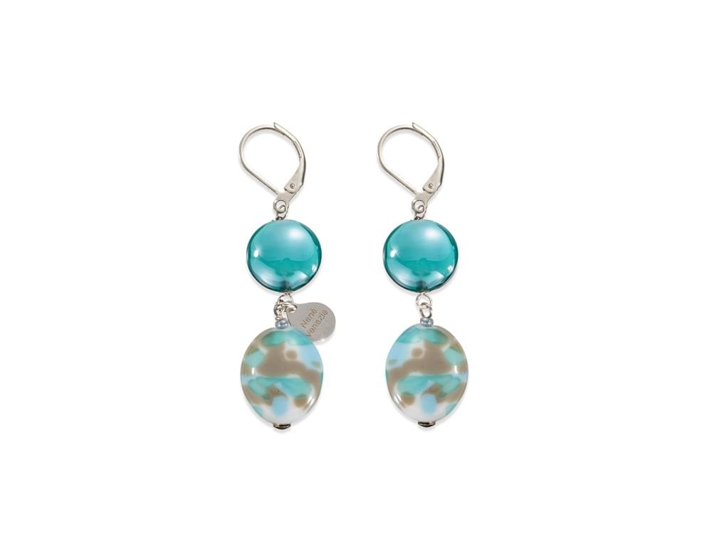 Diva Earrings (turquoise) - Contemporary Murano glass pendant earrings
