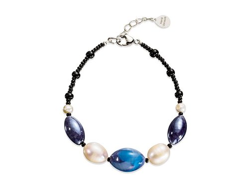 Capri Bracelet (deep blue) - Murano glass and cultured pearl bracelet